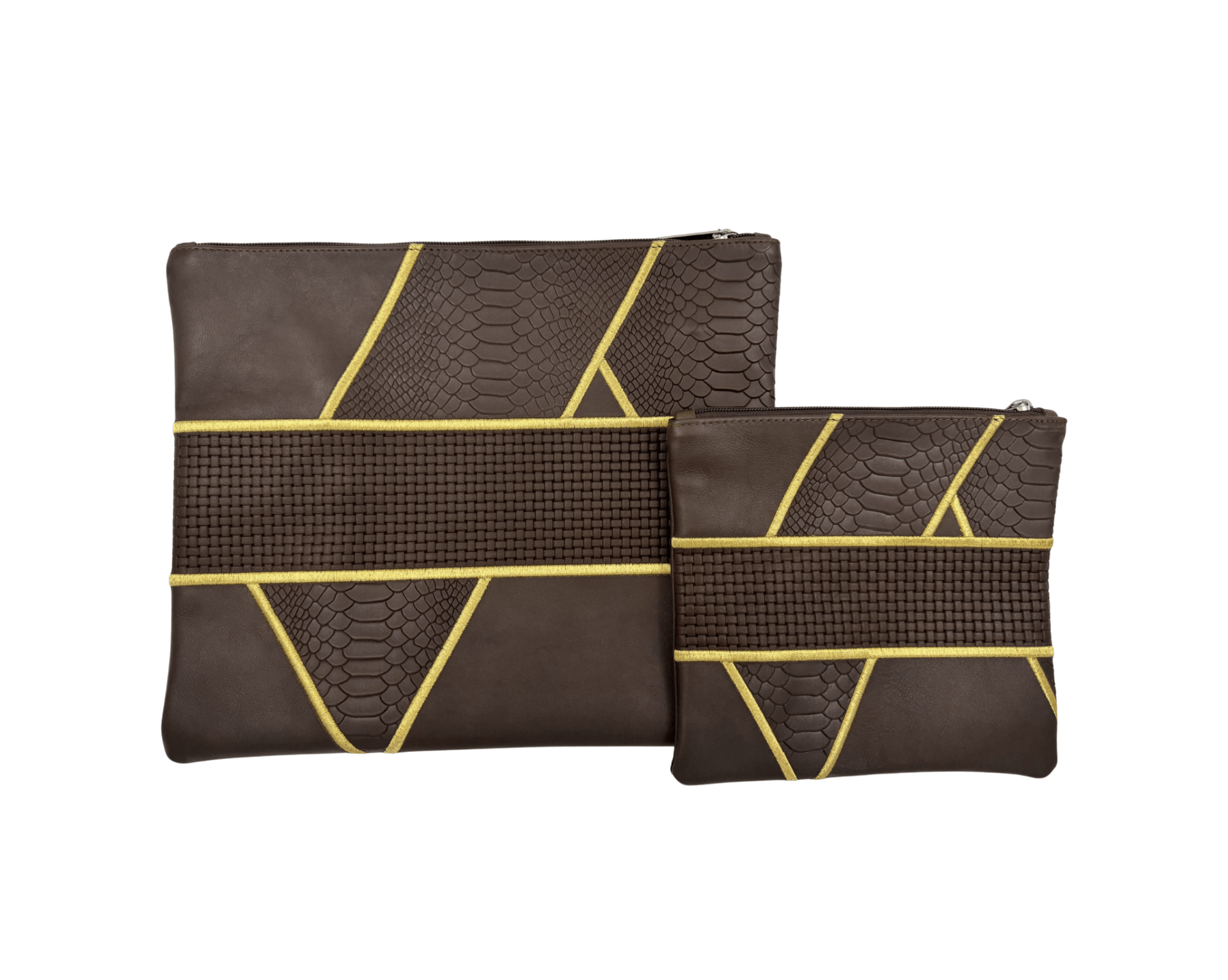 Premium Dark Brown Textured Leather Tallit & Tefillin Bag Set