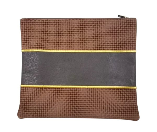 Premium Brown Textured Leather Tallit & Tefillin Bag Set