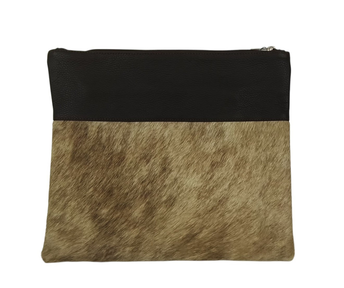 Premium Dark Brown Leather & Natural Fur Tallit & Tefillin Bag Set