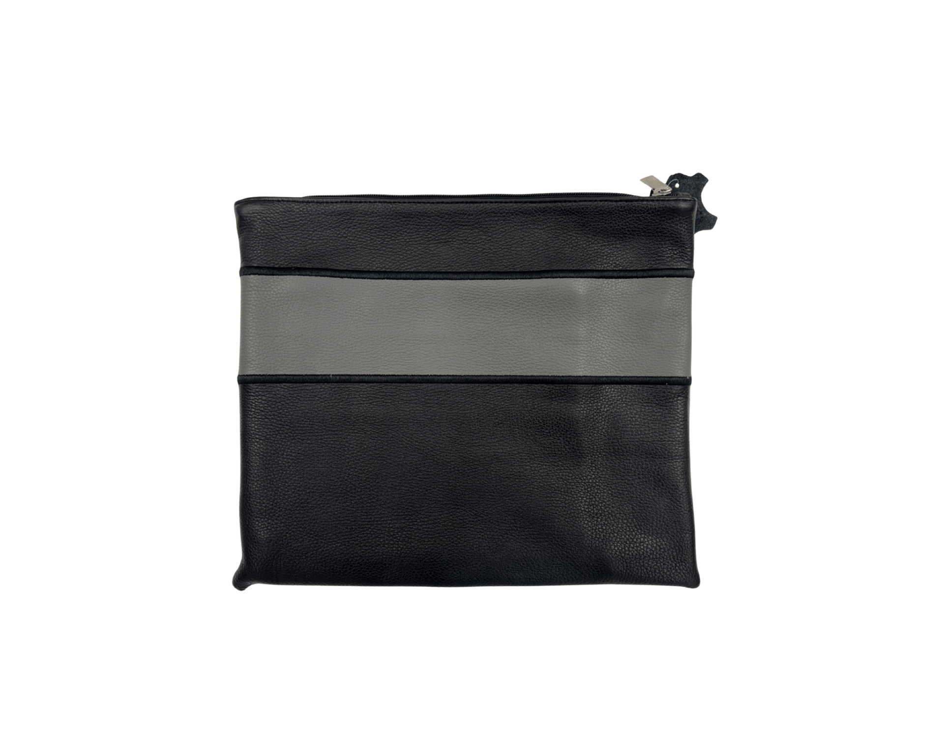 Premium Black & Gray Leather Tallit & Tefillin Bag Set