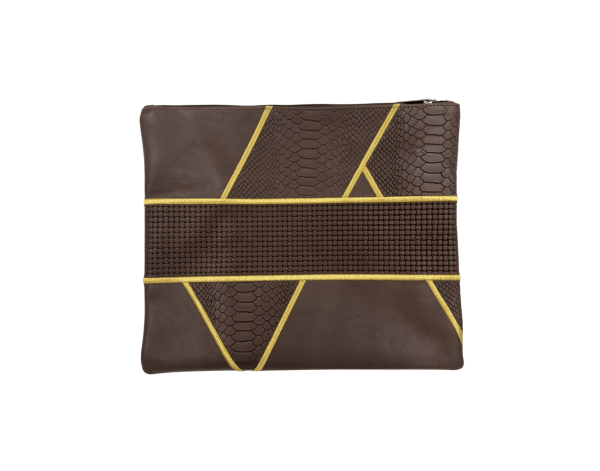 Premium Dark Brown Textured Leather Tallit & Tefillin Bag Set
