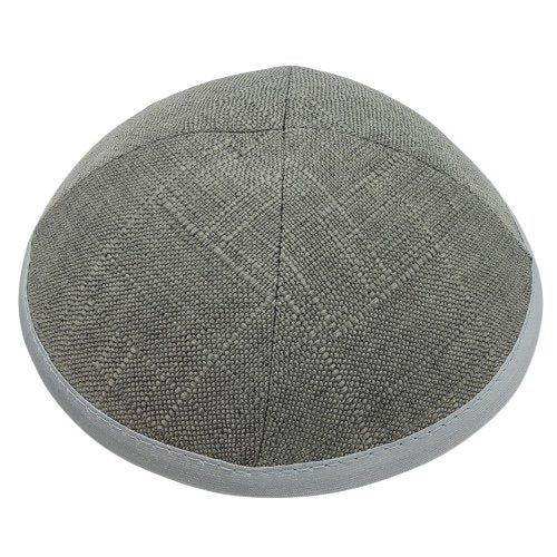 Gray with White rim Linen Kippah – Natural Linen Yarmulke
