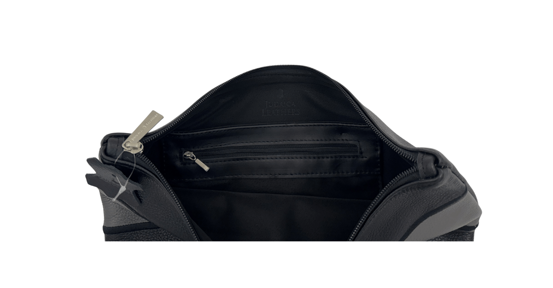 Premium Black & Gray Leather Tallit & Tefillin Bag Set