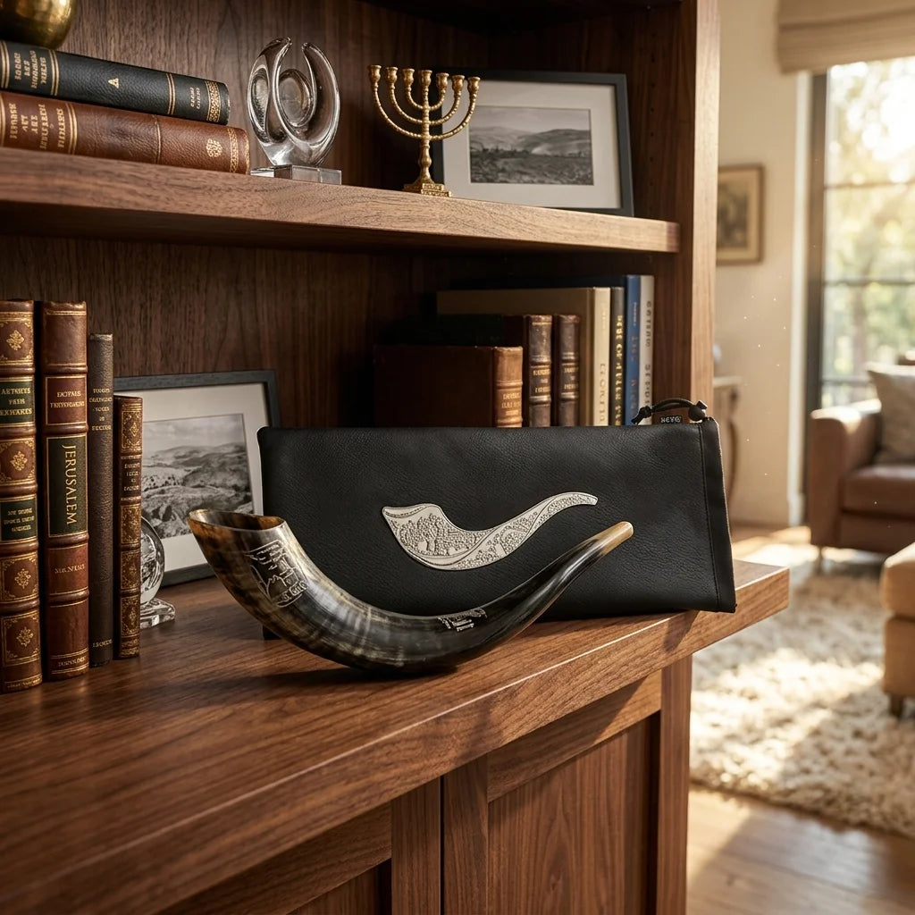 Premium Black Faux Leather Shofar Bag – Jerusalem Shofar Edition