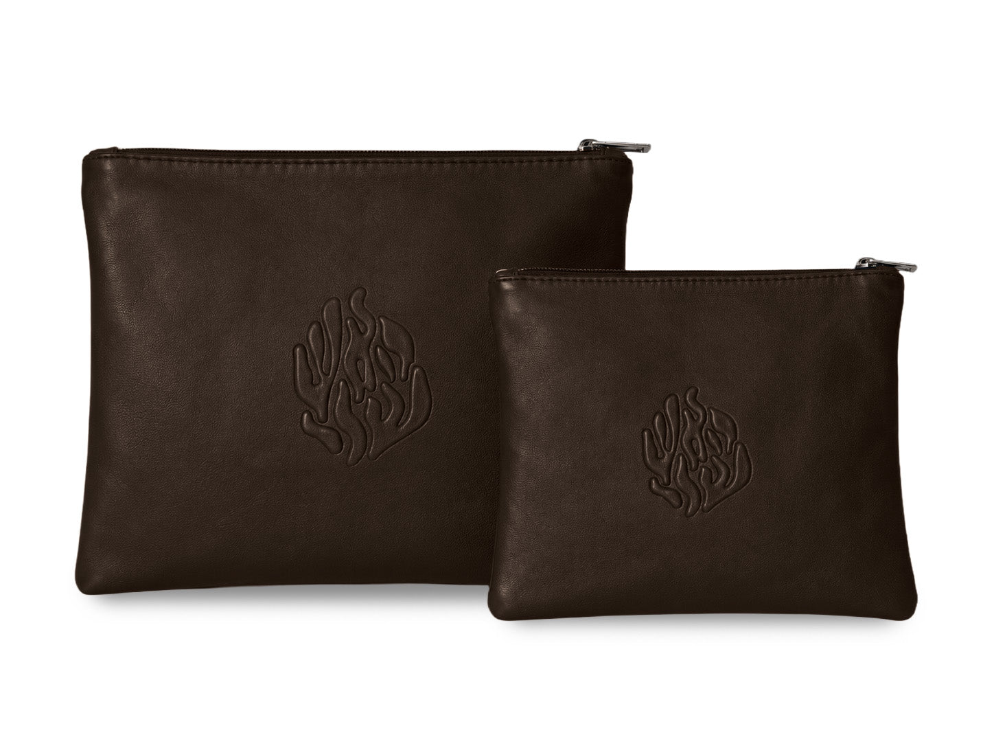 Premium Genuine Leather Tallit & Tefillin Bag Set – Dark Brown Flame Logo Edition