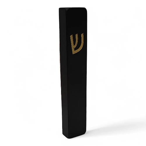Concrete Mezuzah Case - Black With Gold Shein - Rectangle