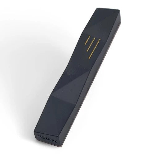 Concrete Mezuzah Case - Black- Geometric