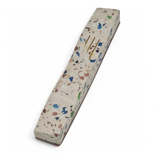 Concrete Mezuzah Case - Light terrazzo- Geometric