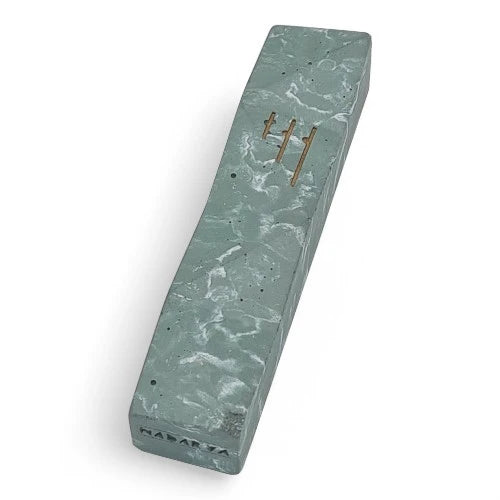 Concrete Mezuzah Case - Turquoise- Geometric