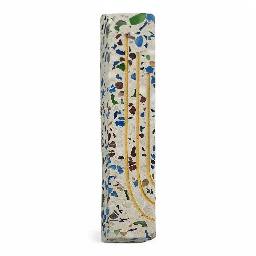Concrete Mezuzah Case - Light terrazzo- Menorah Shein