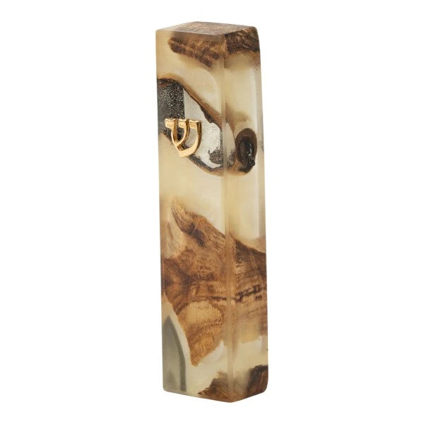 Handcrafted Epoxy & Wood Mezuzah – Small- Beige