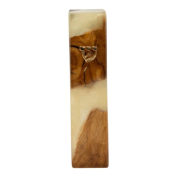 Handcrafted Epoxy & Wood Mezuzah – Small- Beige