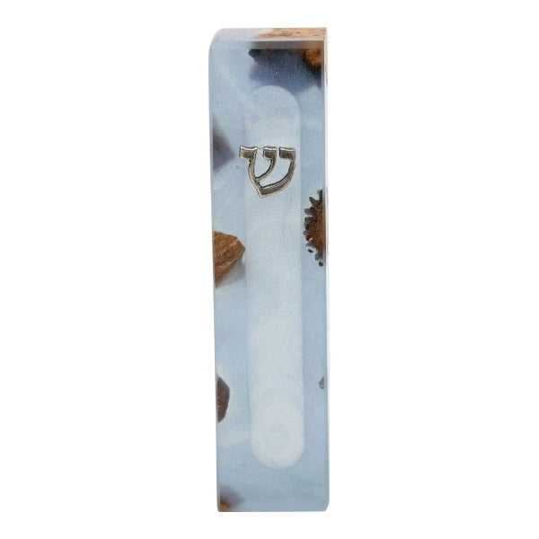 Handcrafted Epoxy & Wood Mezuzah – Small- Light Blue