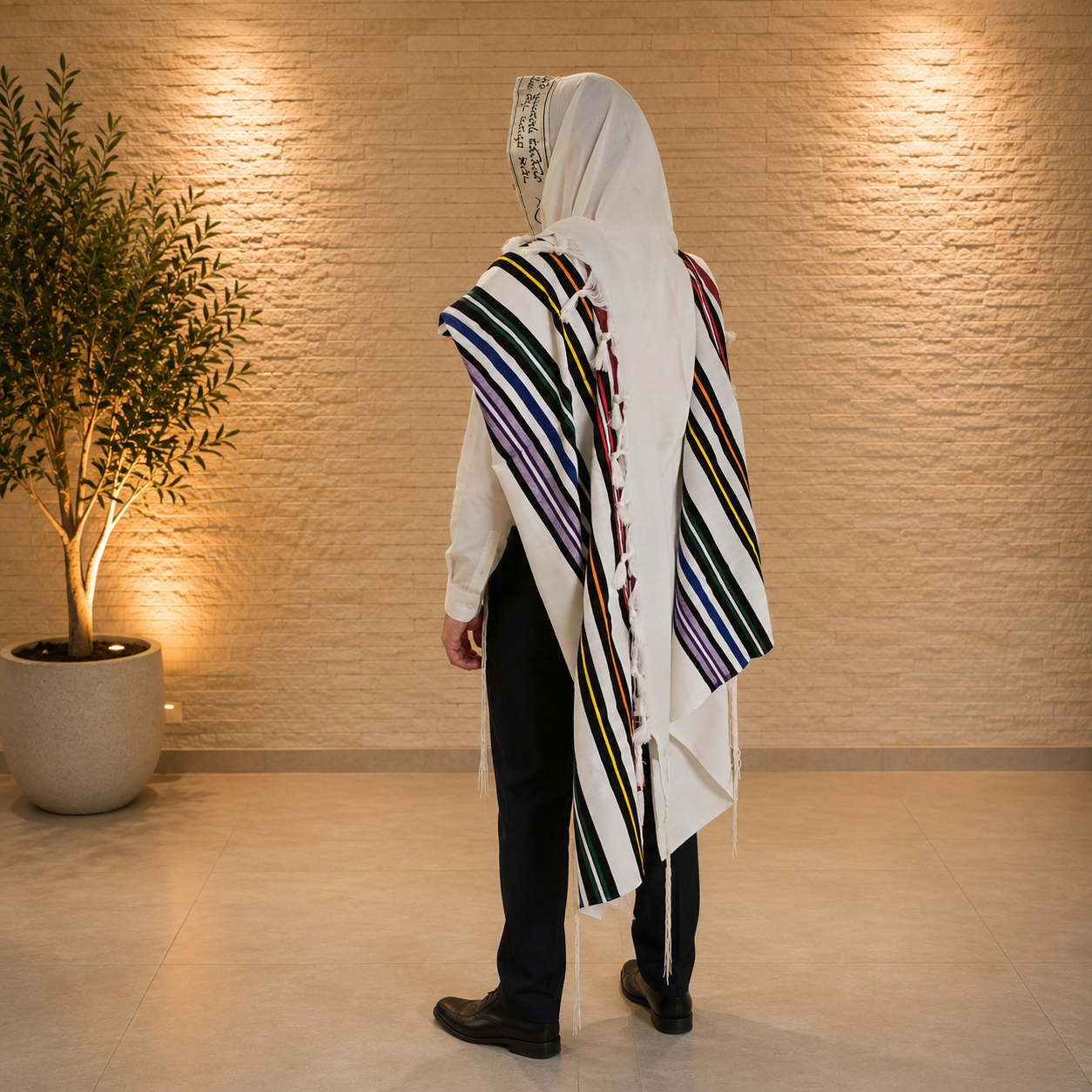 Rainbow Wool Tallit – Made in Israel- Classic texture