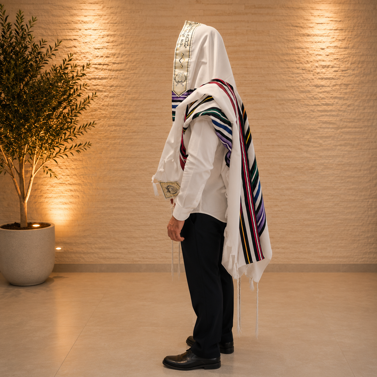 Rainbow Wool Tallit – Made in Israel- Classic texture