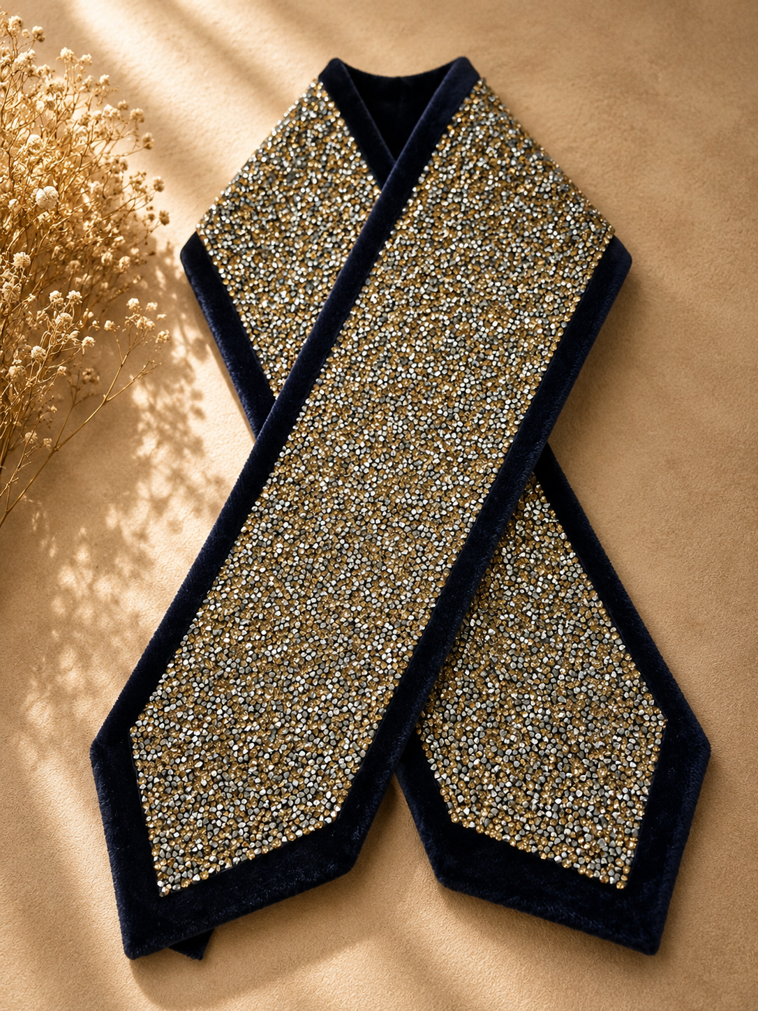 Gold Crystal Velvet Atarah – Handmade in Israel
