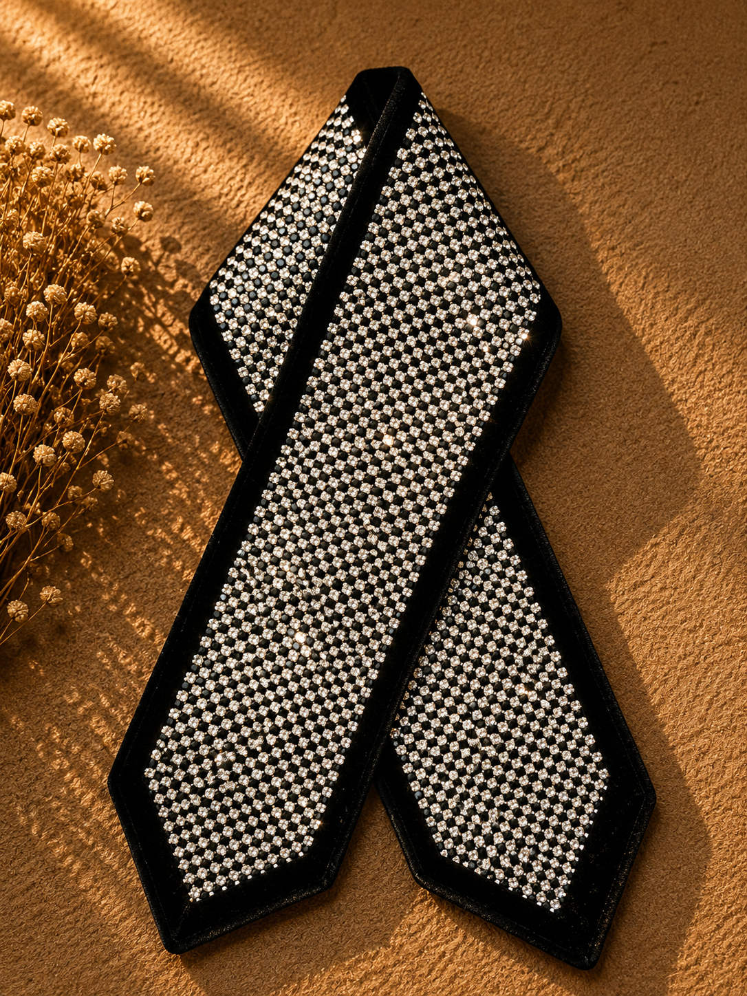Midnight Black Crystal Velvet Atarah – Handmade in Israel