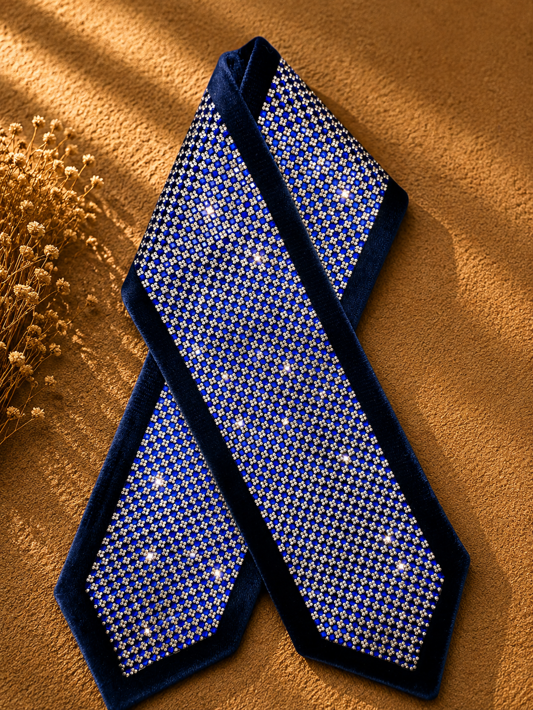 Royal Blue Crystal Velvet Atarah – Handmade in Israel