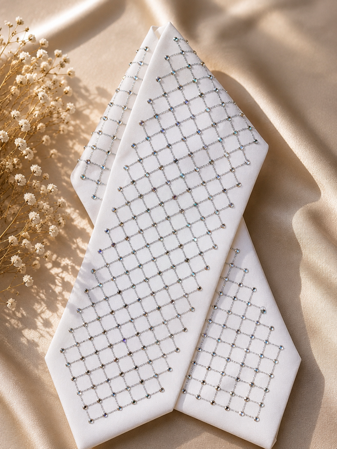 Luxury Swarovski Crystal Mesh Atarah – White Edition – Handmade in Israel