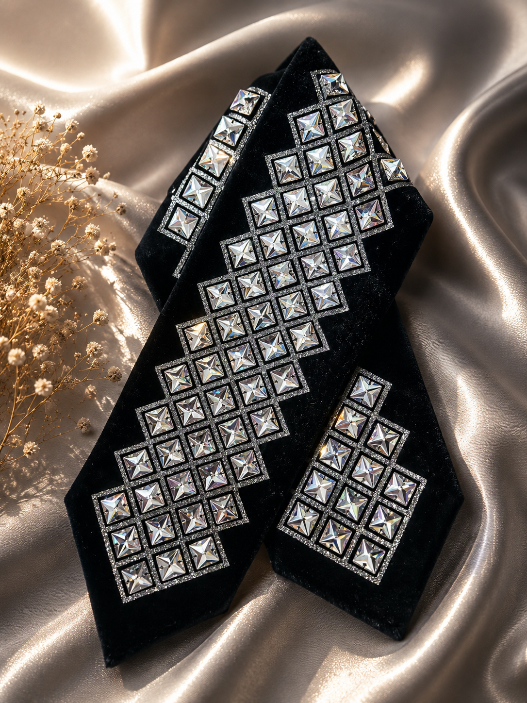 Luxury Swarovski Crystal Atarah – Black Velvet Edition – Handmade in Israel