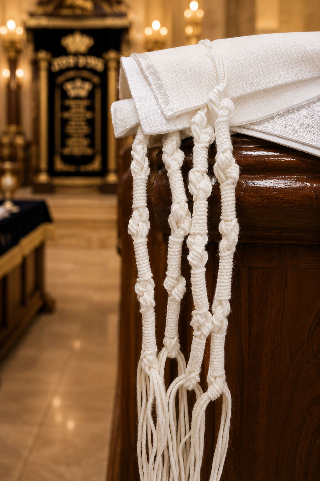 Handmade Ashkenazi Thick White Tzizit Strings