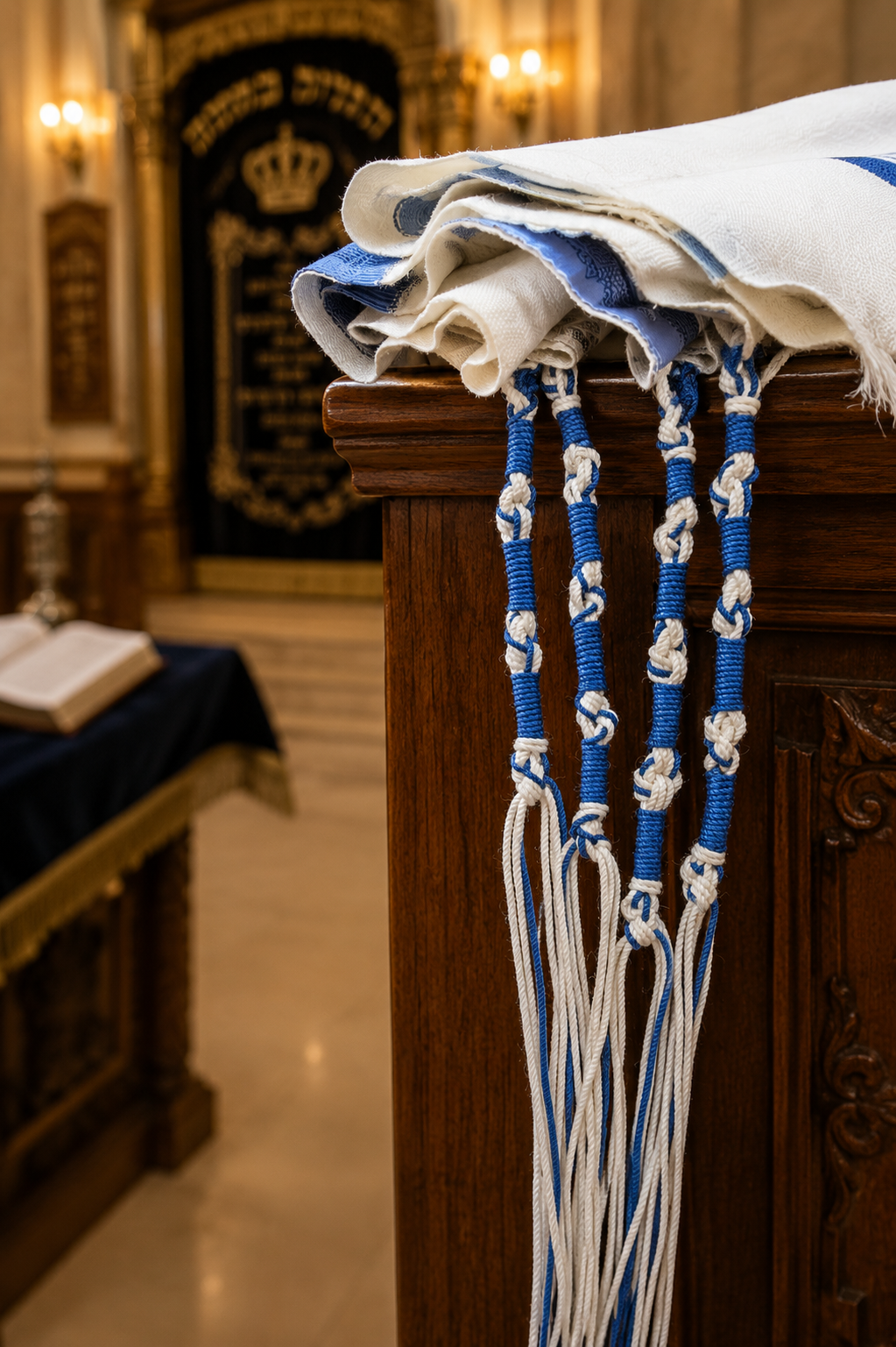 Handmade Thick White & Tekhelet Tzizit – Raavad – Ashkenazi