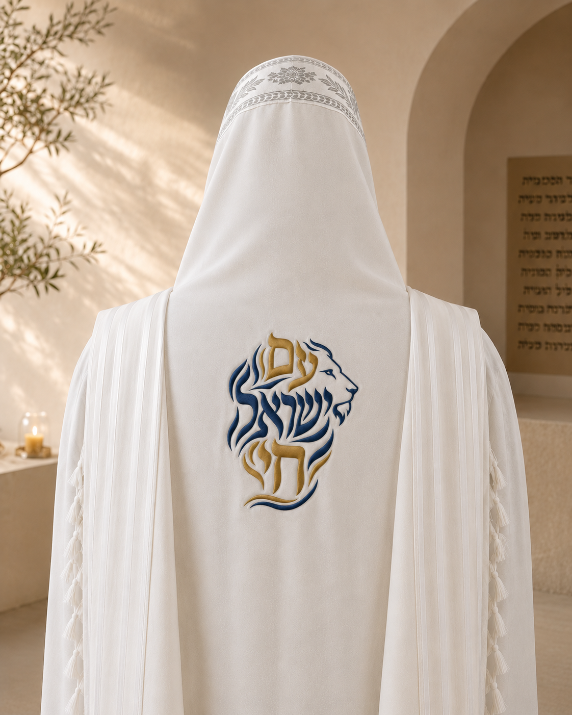 Am Yisrael Chai Lion Embroidery Design – Custom Tallit Back Embroidery