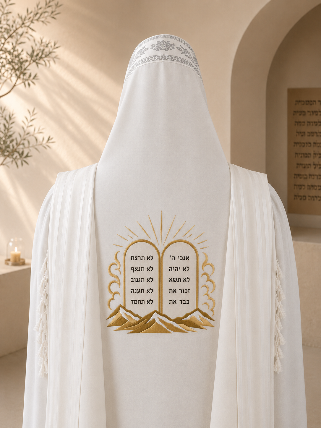 Ten Commandments Embroidery Design – Gold Edition Custom Tallit Back Embroidery Short Description