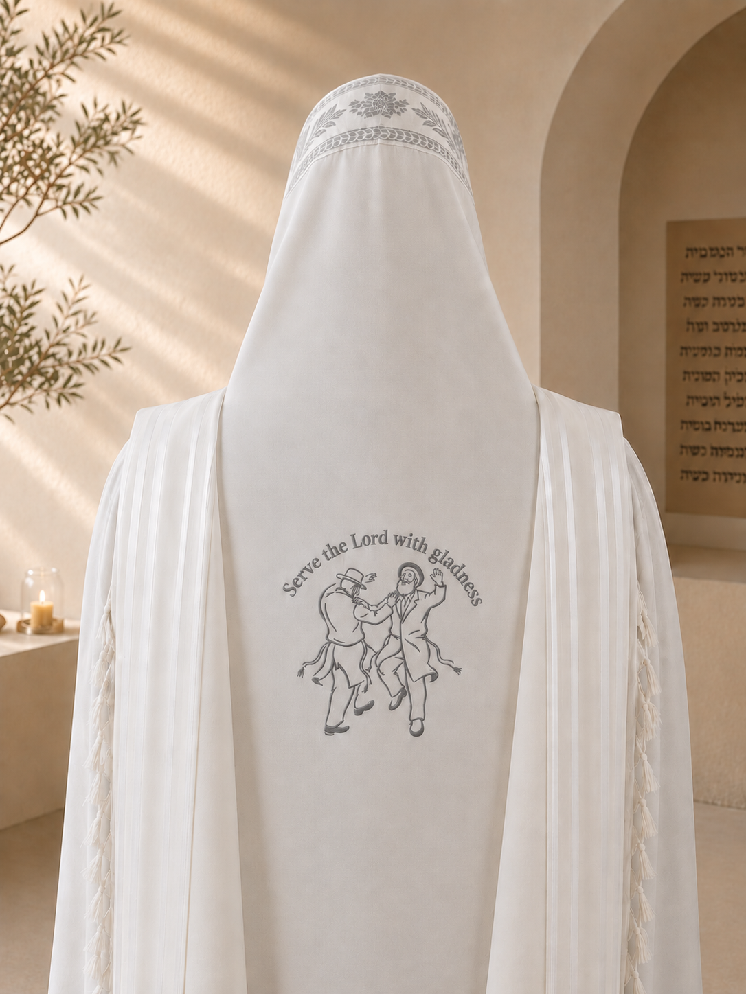 Serve the Lord with Gladness – Dancing Chassidim Single Color Embroidery Design