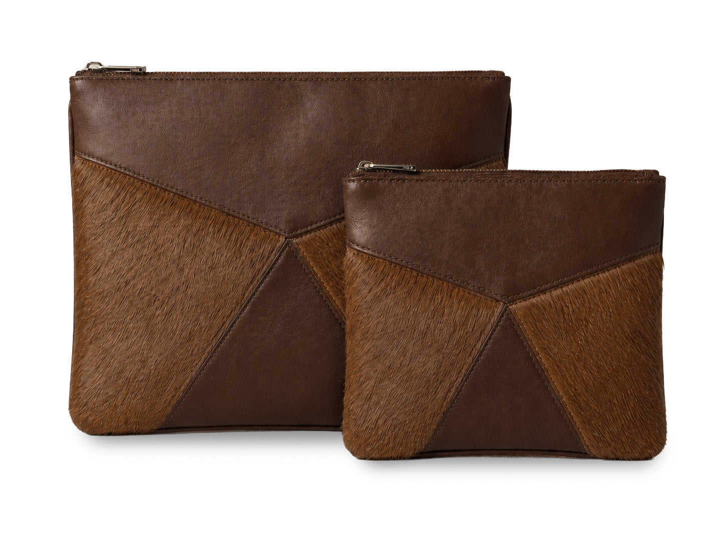 Premium Genuine Leather & Natural Fur Tallit & Tefillin Bag Set – Brown Envelope Edition
