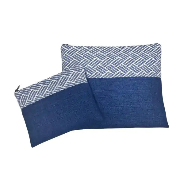 Handmade Linen Tallit Bag – Blue with Geometric Stripe