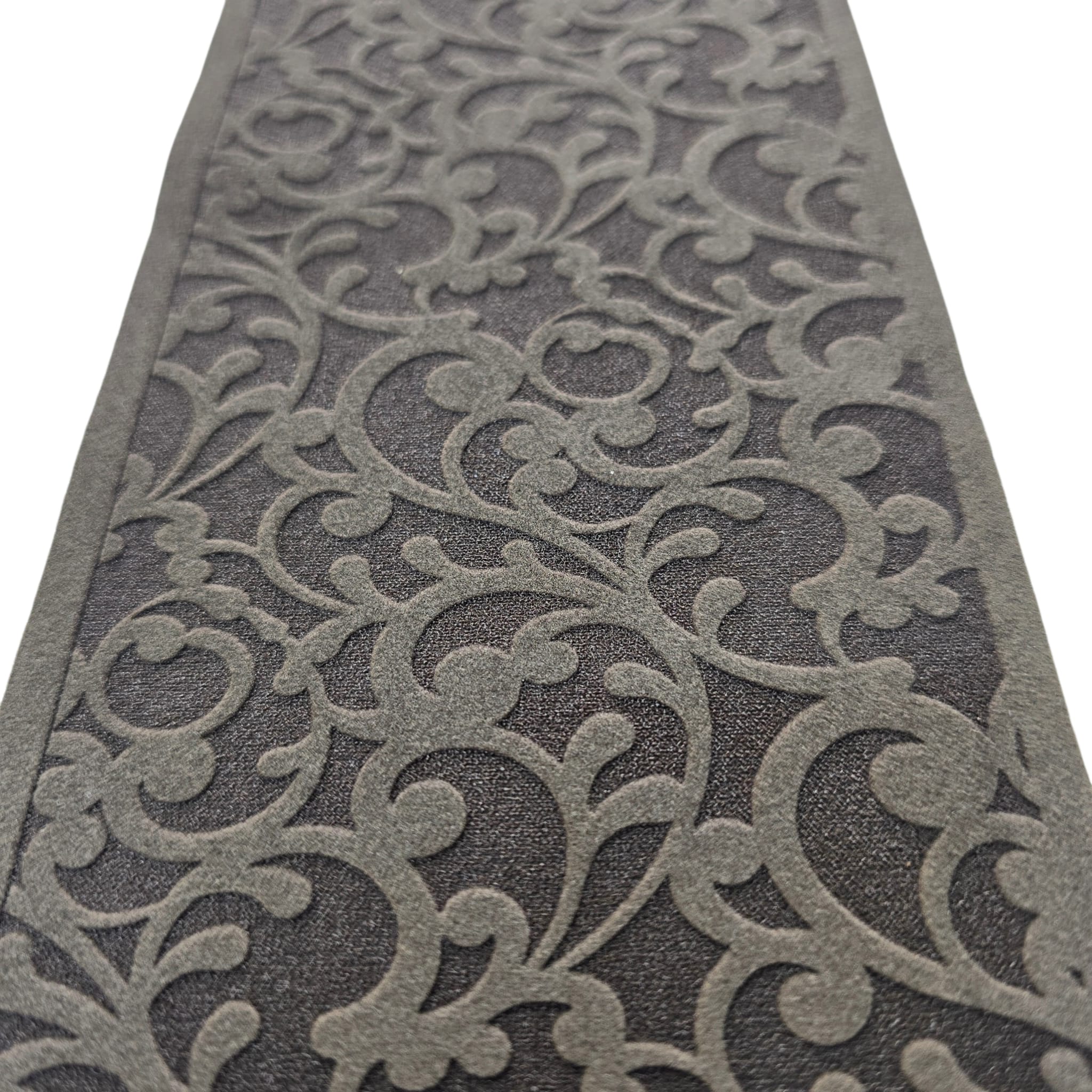 Premium Suede Fabric Atarah – Gray Leaf & Branch Laser Engraved Design