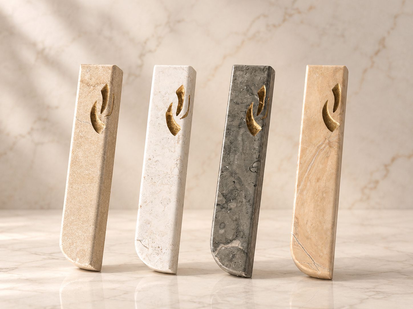 Handmade Jerusalem Stone Mezuzah – Smooth Finish with Angled Shin