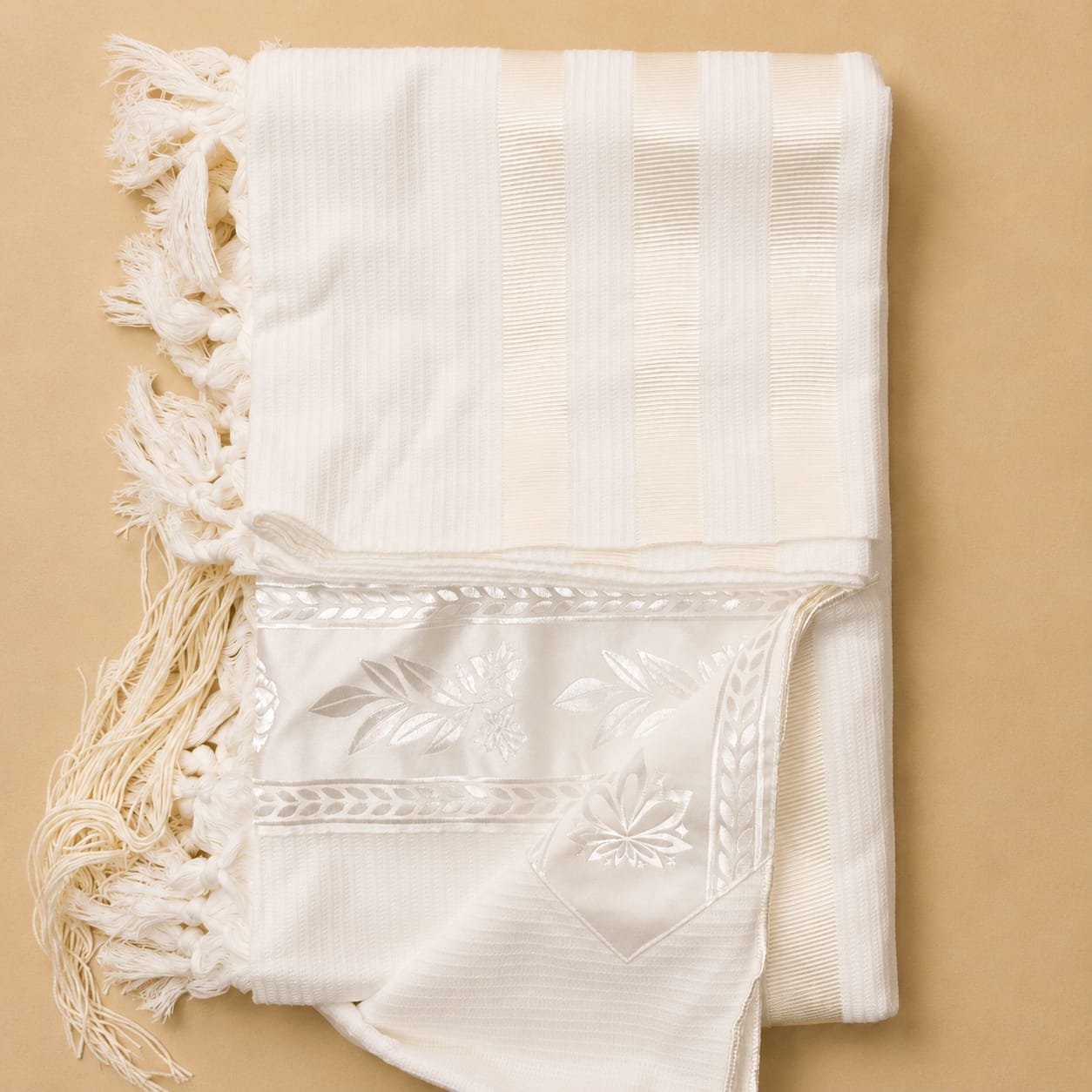 100% Cotton Talit-White stripes