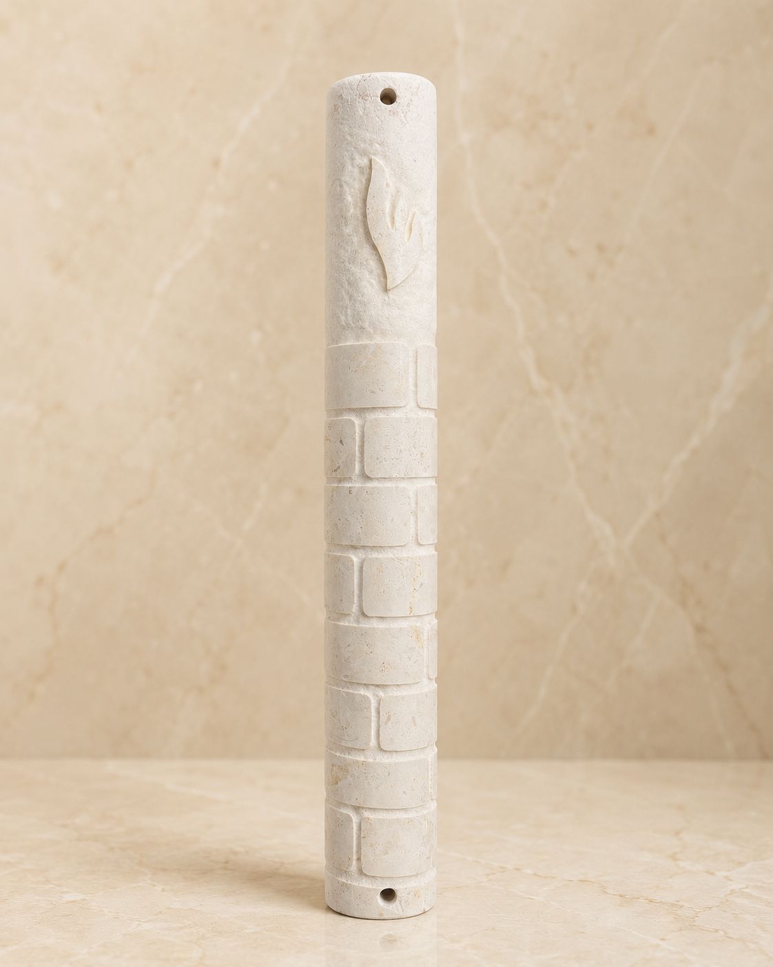 Jerusalem Stone Mezuzah Case – Westren Wall -Round- Handmade in Israel (Multiple Sizes & Colors)