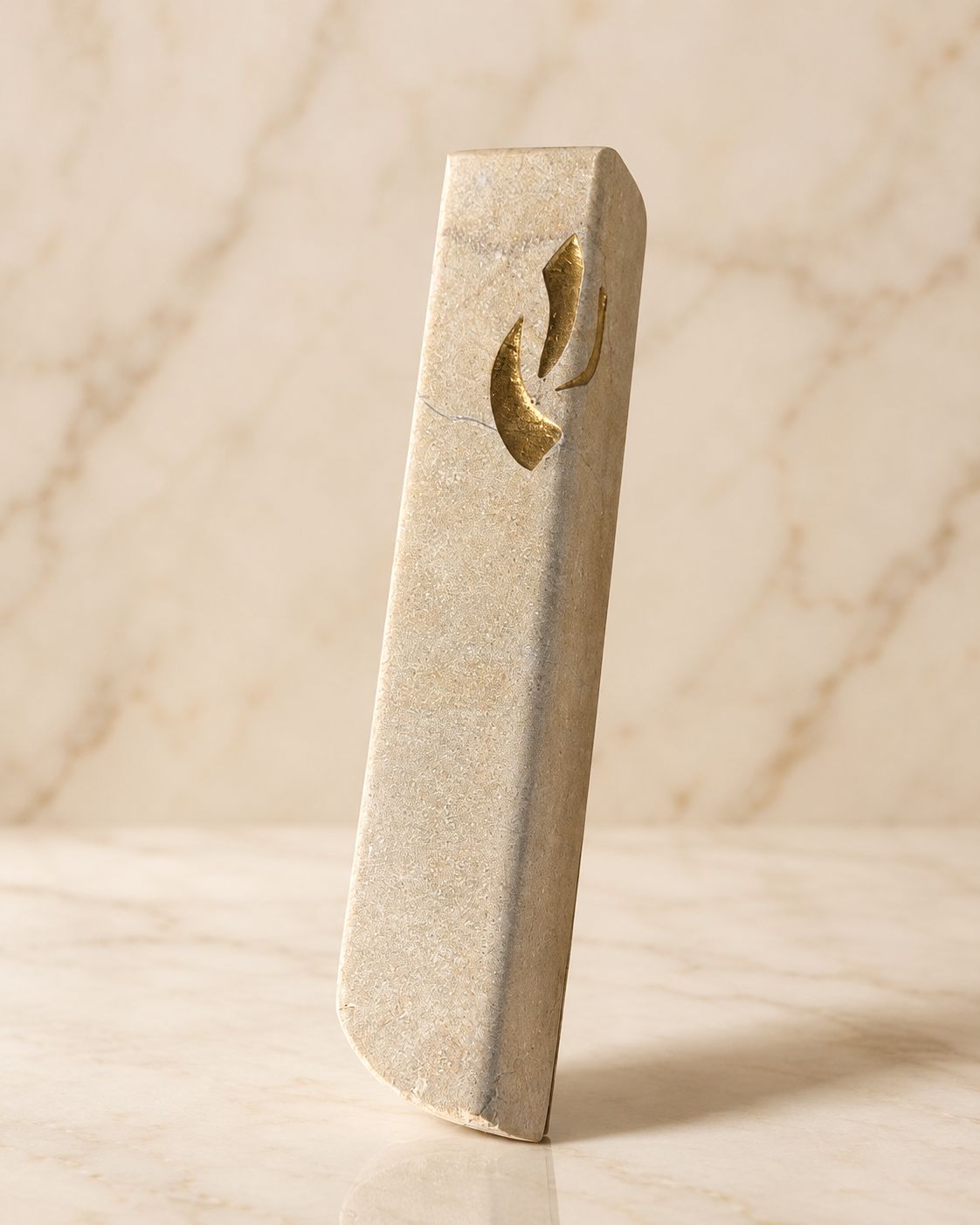 Handmade Jerusalem Stone Mezuzah – Smooth Finish with Angled Shin