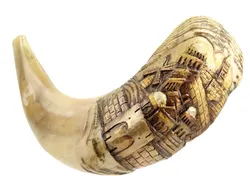 Hand-Engraved Ram's Horn Shofar - Jerusalem City