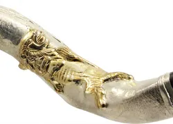 Silver Plated Kudu Yemenite Shofar - The Lion of Judah