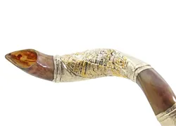 Silver Plated Kudu Yemenite Shofar - Jerusalem City