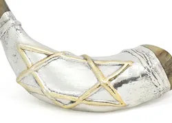 Silver Plated Ram Shofar - Magen David
