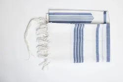 LAMENAZACH-Non-slip pure wool tallit- Jeans stripes