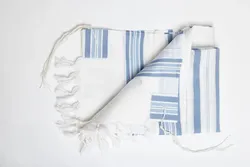 LAMENAZACH-Non-slip pure wool tallit-Light blue stripes