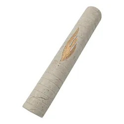 Hand Made Stone Mezuzah Case- Lines- Round