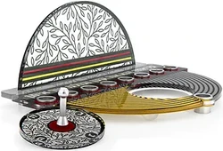 Hanukkah Menorah with Circles and Leaves