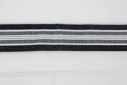 TASHBEZ-Black & Silver Stripes- Non Slip-Pure Wool- Made in ISRAEL