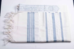 MAALOT- Classic texture pure wool tallit- Light Blue Stripes- Made in ISRAEL