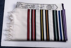 BENI OR- Classic texture pure wool tallit-Colorful Stripes- Made in ISRAEL