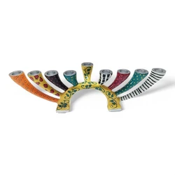 Enamel-painted aluminum menorah- FLOWER