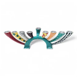 Enamel-painted aluminum menorah- FLOWER