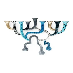 Enamel-painted aluminum menorah- TWIST